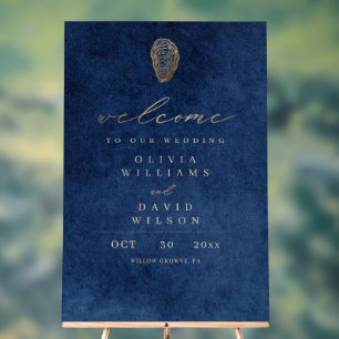 Elegant Blue Nautical Welcome Wedding  Acrylic Sign