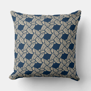 Elegant Blue Navy Knotwork Vintage Pattern Cushion