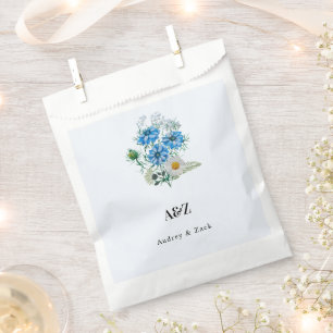 Elegant Blue Nigella Flower WEDDING Favour Bags