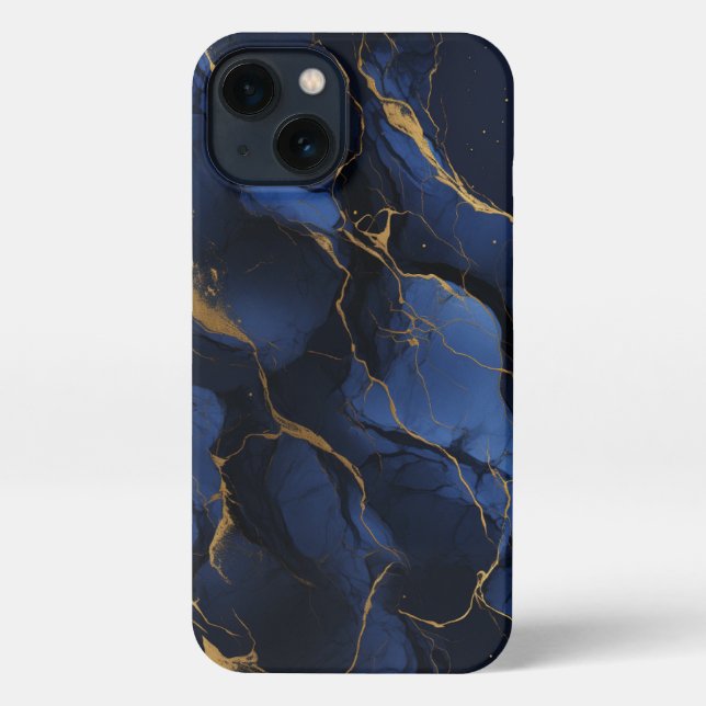 Elegant blue night gold phone case girl (Back)