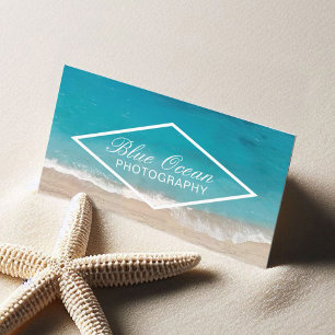 Elegant Blue Ocean Modern Photography Business Card