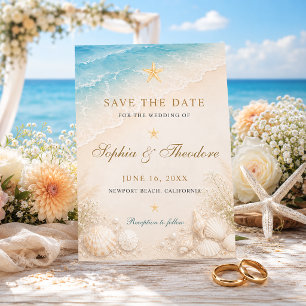 Elegant Blue Ocean Starfish Wedding Save The Date