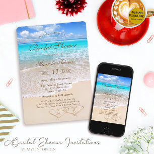 Elegant Blue Ocean Tropical Beach Bridal Shower Invitation