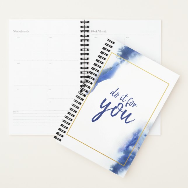 Elegant Blue Ombre Marble Do it for You Quote Planner (Display)