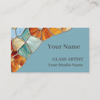 Elegant Blue Orange Stained Glass Business Card