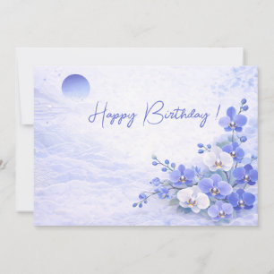 Elegant Blue Orchid Birthday Card