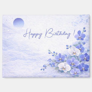 Elegant Blue Orchid Birthday Magnet