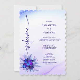 Elegant  Blue Orchid  Wedding Program Invitation
