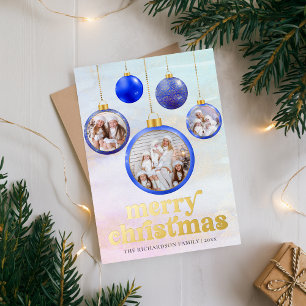 Elegant Blue Ornament Christmas Photo