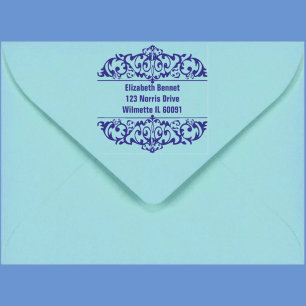 Elegant Blue Ornate Filigree Customisable Self-inking Stamp