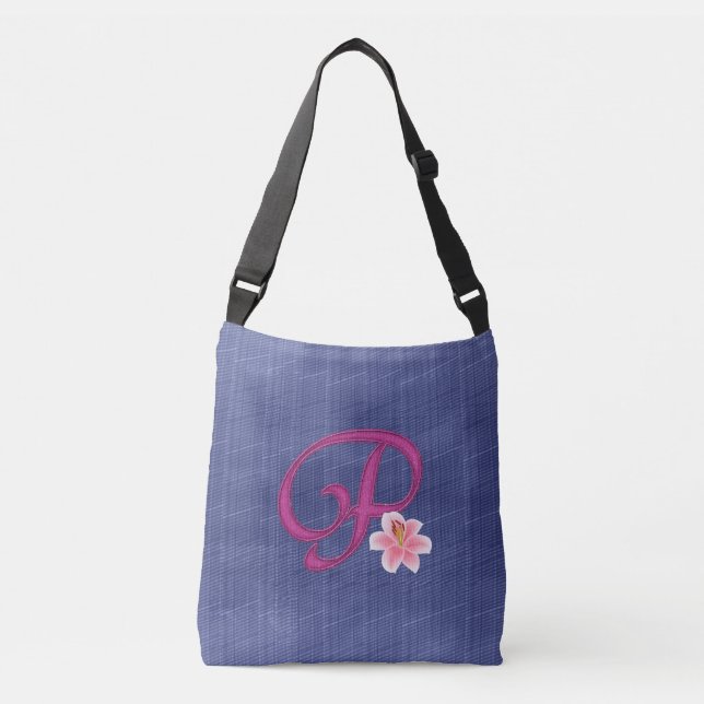 Elegant Blue P Crossbody Bag (Front)