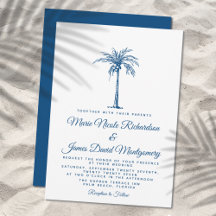 Elegant Blue Palm Formal Beach Wedding