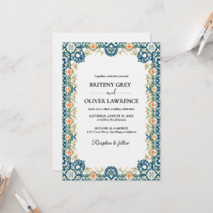 Elegant Blue Papel Picado weeding Invitation