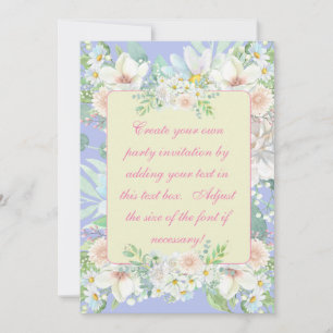 Elegant Blue Pastel Floral Garden Party Invitation