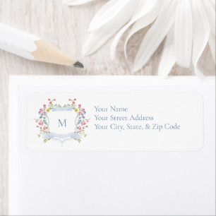 Elegant Blue Pastel Wildflower Crest Bridal Shower