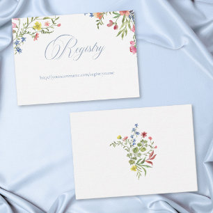 Elegant Blue Pastel Wildflower Crest Bridal Shower Enclosure Card