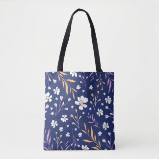 Elegant Blue Patterned Tote Bag