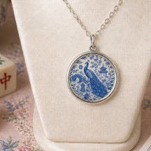 Elegant Blue Peacock Mahjong Porcelain Style