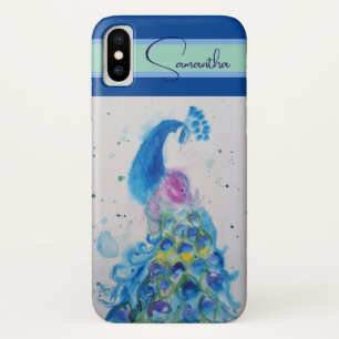 Elegant Blue Peacock Watercolour Thank You Case-Mate iPhone Case