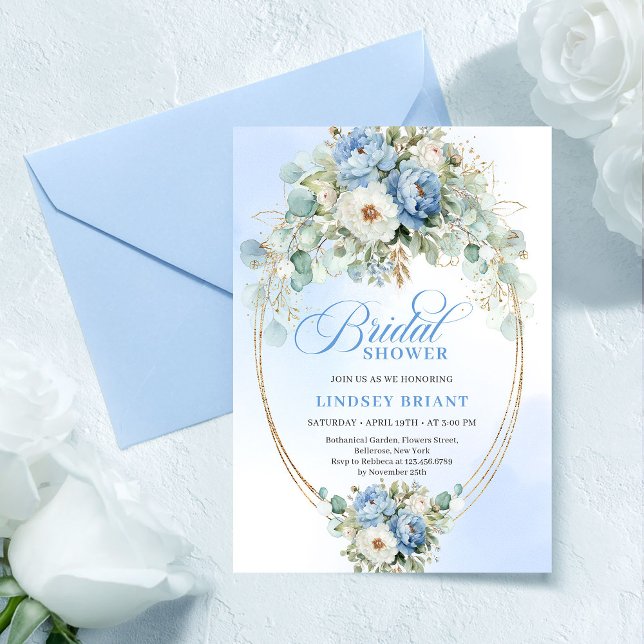 Elegant Blue Peonies Greenery Bridal Shower Invite (Elegant Blue Peonies Greenery Bridal Shower Invite

)