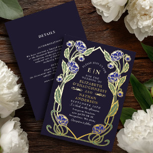 Elegant Blue Peony Art Nouveau Wedding All in One