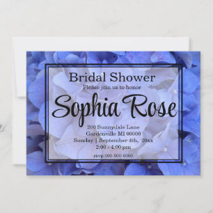 Elegant Blue periwinkle floral Bridal shower Invitation