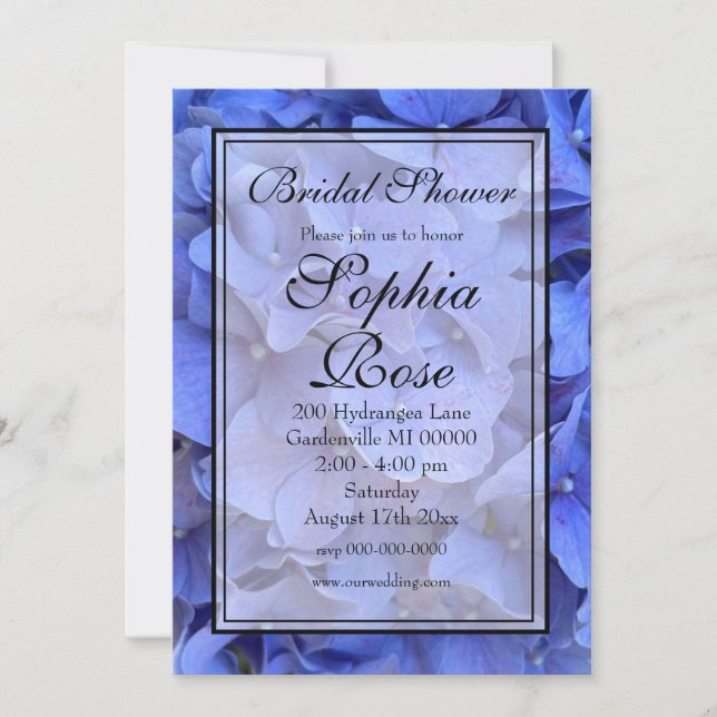 Elegant Blue periwinkle floral Bridal shower Invitation (Front)