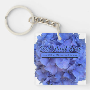 Elegant Blue periwinkle floral hydrangeas Key Ring