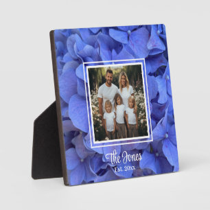 Elegant blue periwinkle floral hydrangeas plaque