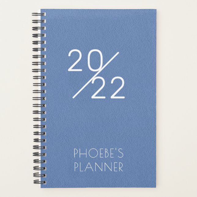 Elegant Blue Personalised 2022 Planner (Front)