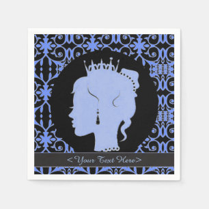 Elegant Blue Personalised Princess Party Napkins