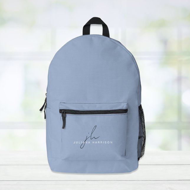 Elegant Blue Personalised Printed Backpack (Creator Uploaded)