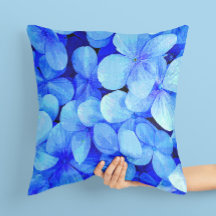 Elegant Blue Petaled Flowers Art Throw Pillow