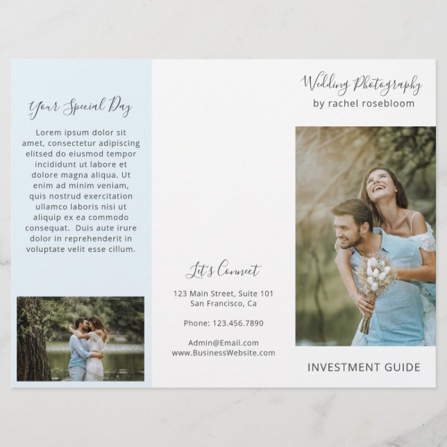 Elegant Blue Photography Business Trifold Brochure (Front)
