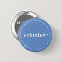 Elegant Blue Pin-back Volunteer Buttons
