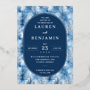 Elegant Blue Pine Tree Wedding Invitation