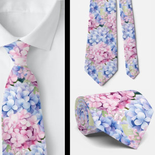 Elegant Blue Pink Hydrangeas Tie
