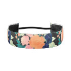 Elegant Blue Pink Orange Flowers Black Floral