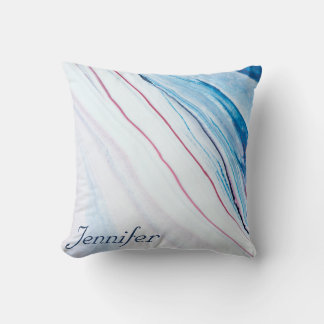 Elegant BLUE PINK PURPLE FAUX MARBLE PERSONALIZED Cushion