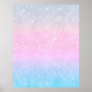 Elegant Blue Pink Silver Glitter Design Poster