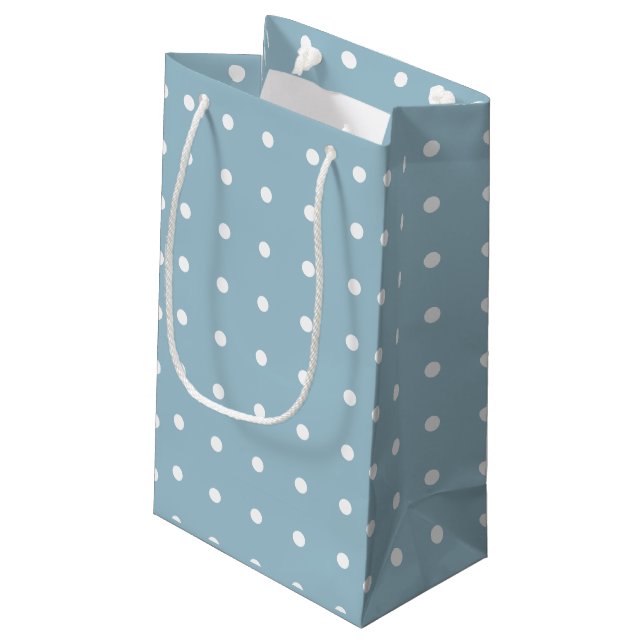 Elegant blue polka dot paper bag (Back Angled)