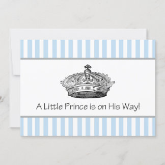 Elegant Blue Prince Baby Boy Shower Invitation