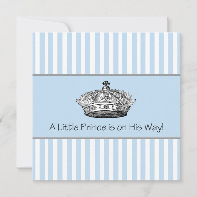 Elegant Blue Prince Baby Boy Shower Invitation (Front)