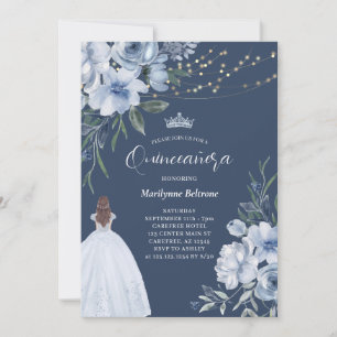 Elegant Blue Princess Quinceañera Invitation