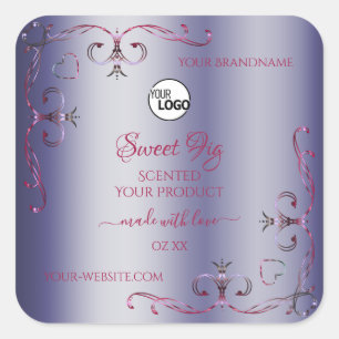 Elegant Blue Product Labels Ornate Corners Logo