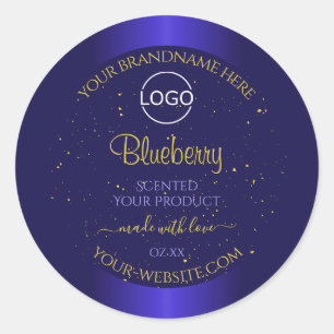 Elegant Blue Product Labels Soft Gold Glitter Logo