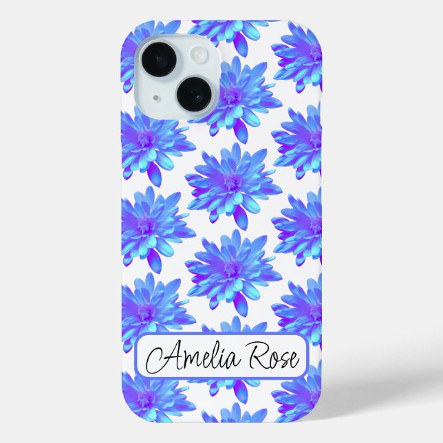 Elegant blue purple floral flower  Case-Mate iPhone case (Back)