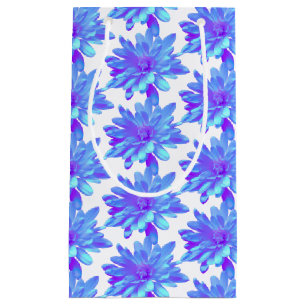 Elegant blue purple floral flower small gift bag