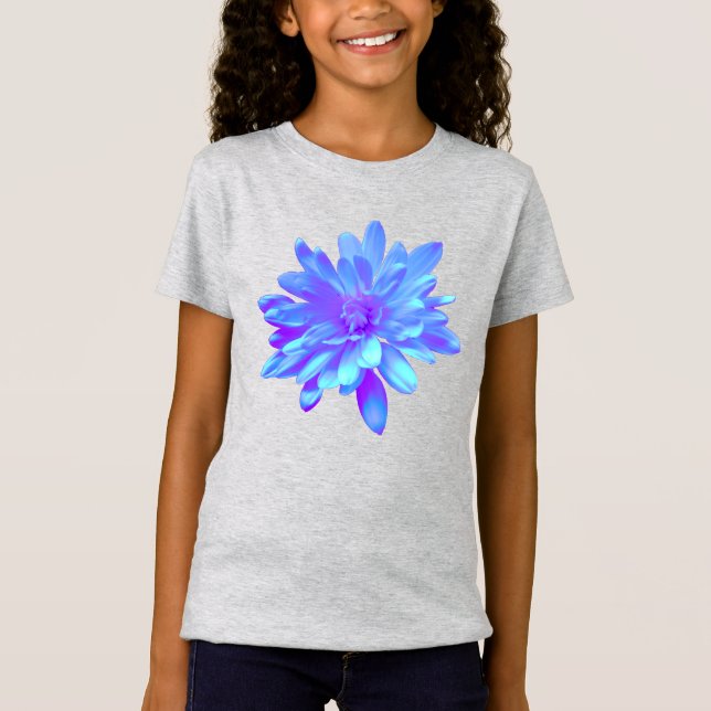 Elegant blue purple floral flower  T-Shirt (Front)