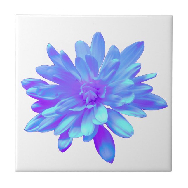 Elegant blue purple floral flower  tile (Front)